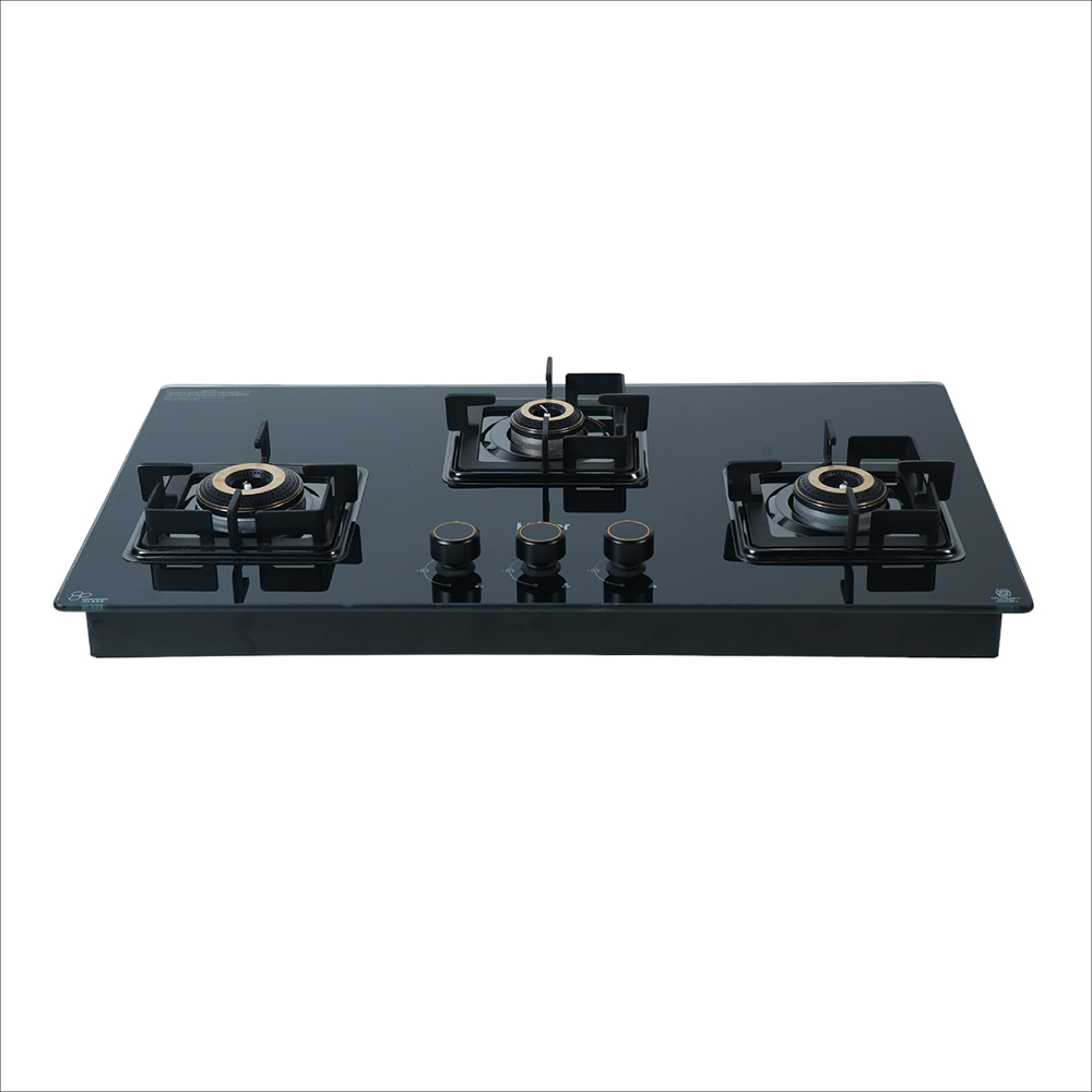 Haier 3 Burner Cooktop with Cast Iron Pan support & Metal Knobs